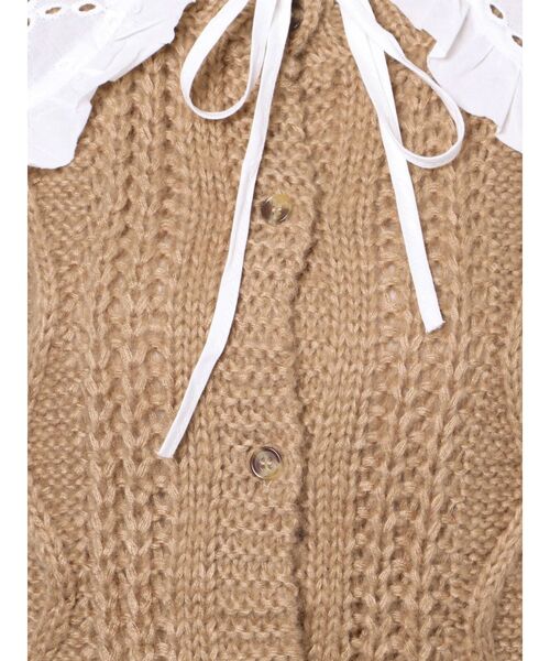 merry jenny(メリージェニー)の「lace collarケーブルニットカーディガン(カーディガン/ボレロ・レディース・アイボリー/ブラック/ベージュ・FREE)」の11枚目の写真