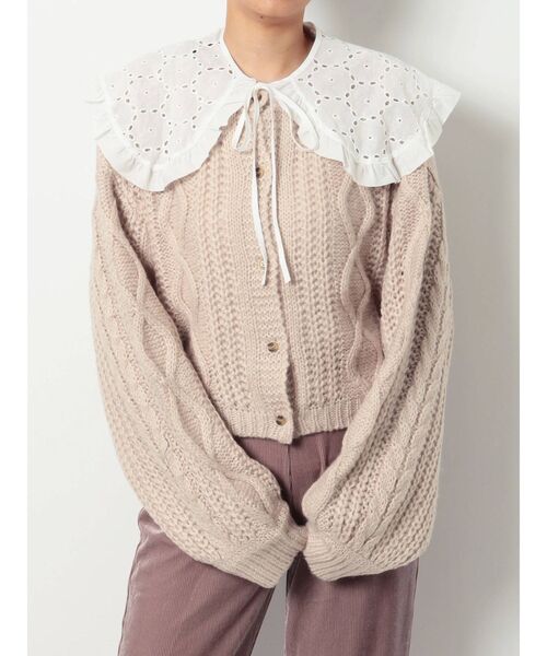 merry jenny(メリージェニー)の「lace collarケーブルニットカーディガン(カーディガン/ボレロ・レディース・アイボリー/ブラック/ベージュ・FREE)」の16枚目の写真
