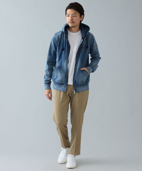 YANUK（ヤヌーク）の「YANUK / DENIT フード パーカ（パーカー・メンズ・ベージュ/インディゴブルー・SMALL/LARGE/MEDIUM）」の5枚目の写真