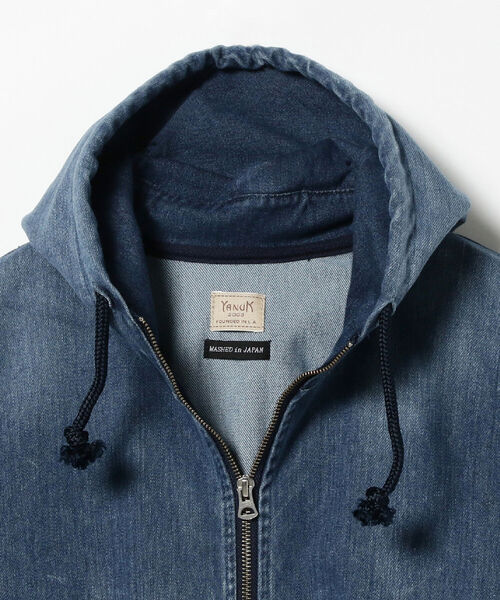 YANUK（ヤヌーク）の「YANUK / DENIT フード パーカ（パーカー・メンズ・ベージュ/インディゴブルー・SMALL/LARGE/MEDIUM）」の9枚目の写真