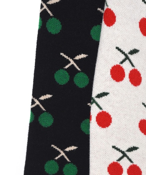 w closet（ダブルクローゼット）の「12Gチェリー柄カーディガン（カーディガン/ボレロ・レディース・ホワイト/ブラック・FREE）」の3枚目の写真