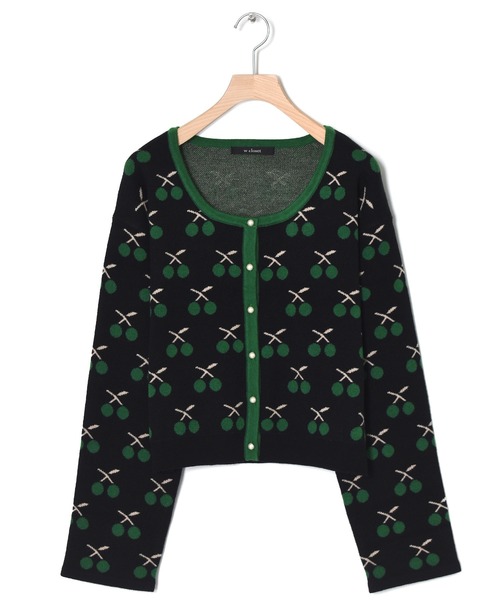 w closet（ダブルクローゼット）の「12Gチェリー柄カーディガン（カーディガン/ボレロ・レディース・ホワイト/ブラック・FREE）」の12枚目の写真