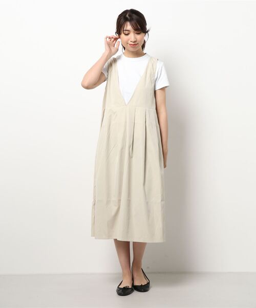 ehka sopo(エヘカソポ)の「タックジャンスカ(ジャンパースカート・レディース・ブラック/ベージュ/グレー・フリ-)」の1枚目の写真