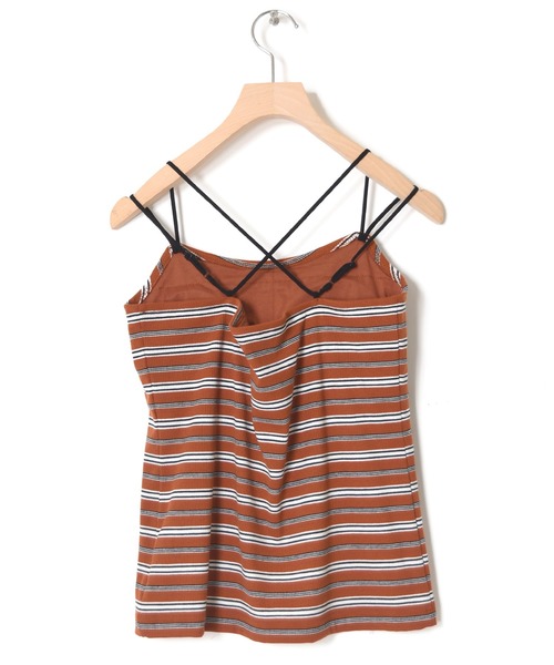 w closet（ダブルクローゼット）の「マルチボーダーテレコカップ付きキャミソール（キャミソール・レディース・グリーン/ダークオレンジ・FREE）」の8枚目の写真