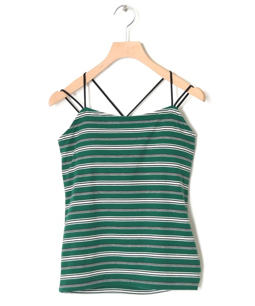 w closet（ダブルクローゼット）の「マルチボーダーテレコカップ付きキャミソール（キャミソール・レディース・グリーン/ダークオレンジ・FREE）」の13枚目の写真