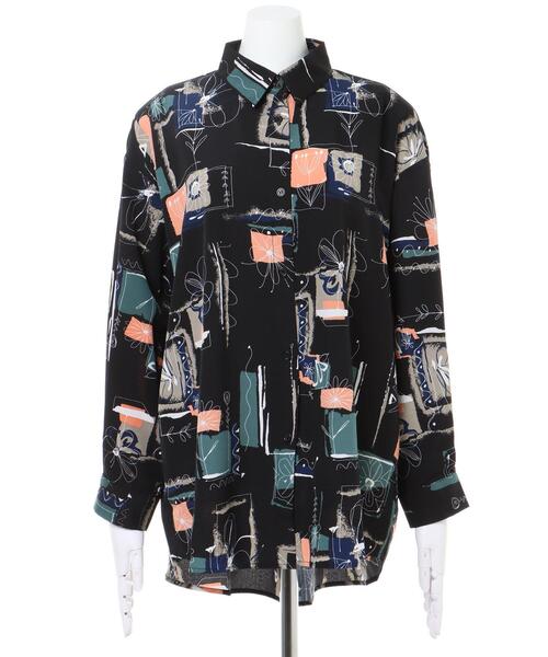 INGNI（イング）の「アート柄／シャツ（シャツ/ブラウス・レディース・ブラック/オフホワイト・M）」の4枚目の写真