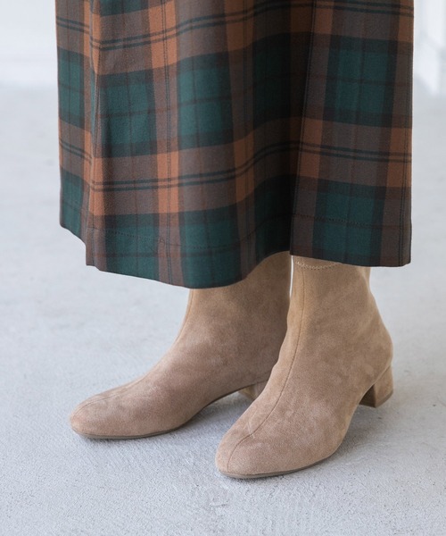 LEPSIM ブラウンジッパー付きブーツ LEPSIM ブーツ ストレッチ