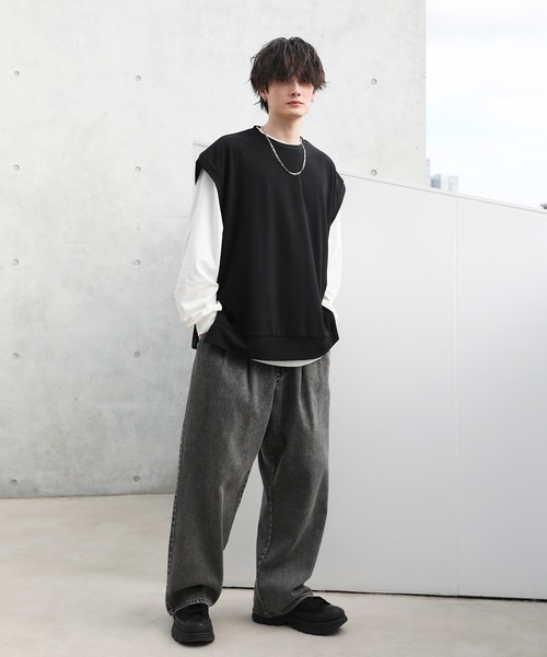 ASTRONOMY（アストロノミー）の「ハイゲージサイドスリットニットベスト（ベスト・メンズ・ブラウン/ブラック/チャコール/グリーン/ブルー/マスタード/テラコッタ/パープル・M/L/S）」の17枚目の写真