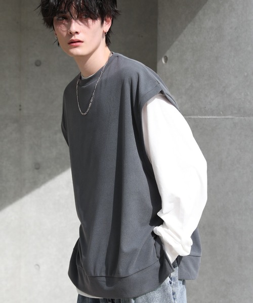 ASTRONOMY（アストロノミー）の「ハイゲージサイドスリットニットベスト（ベスト・メンズ・ブラウン/ブラック/チャコール/グリーン/ブルー/マスタード/テラコッタ/パープル・M/L/S）」の19枚目の写真