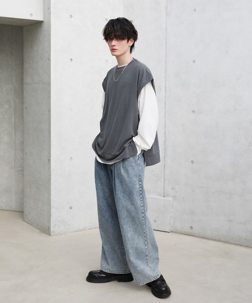 ASTRONOMY（アストロノミー）の「ハイゲージサイドスリットニットベスト（ベスト・メンズ・ブラウン/ブラック/チャコール/グリーン/ブルー/マスタード/テラコッタ/パープル・M/L/S）」の22枚目の写真