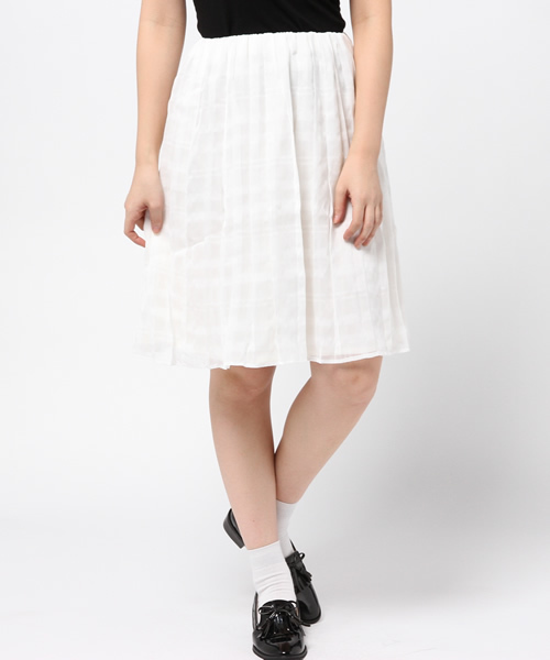 WEGO（ウィゴー）の「WEGO/シフォンチェックプリーツスカート（スカート・レディース・ホワイト/ブラック/ライトピンク・FREE）」の2枚目の写真