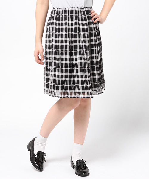 WEGO（ウィゴー）の「WEGO/シフォンチェックプリーツスカート（スカート・レディース・ホワイト/ブラック/ライトピンク・FREE）」の3枚目の写真