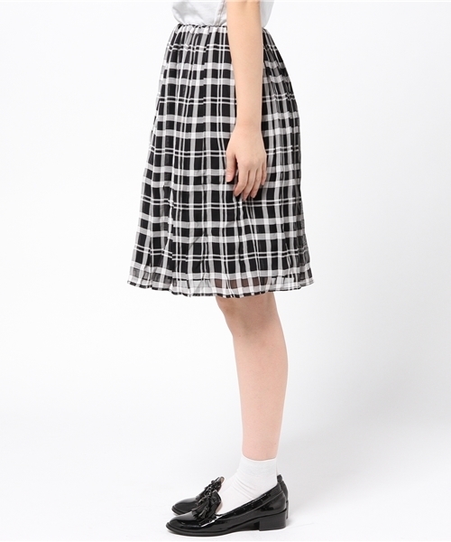 WEGO（ウィゴー）の「WEGO/シフォンチェックプリーツスカート（スカート・レディース・ホワイト/ブラック/ライトピンク・FREE）」の4枚目の写真