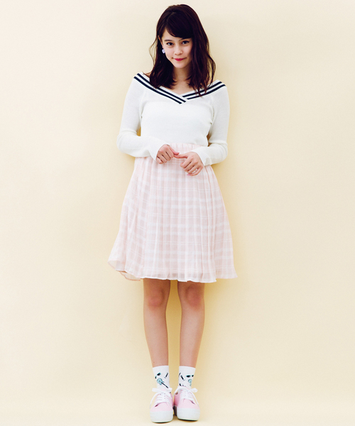 WEGO（ウィゴー）の「WEGO/シフォンチェックプリーツスカート（スカート・レディース・ホワイト/ブラック/ライトピンク・FREE）」の11枚目の写真