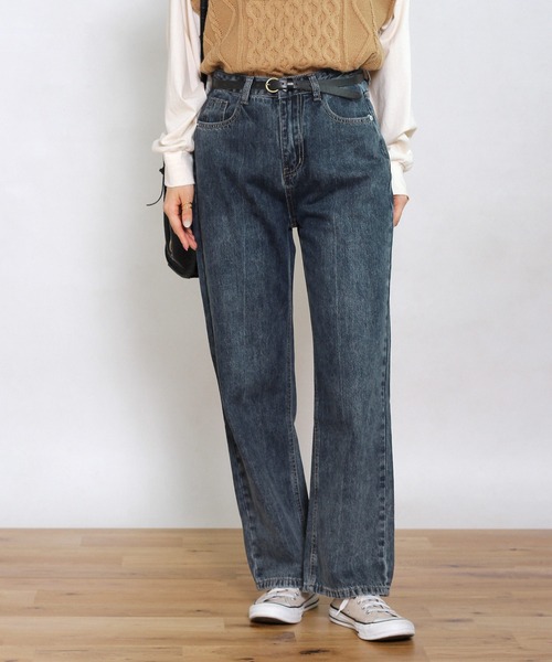 Crisp yours(クリスプユアーズ)の「【WEB限定】ストレートデニムパンツ(デニムパンツ・レディース・ブラック・FREE)」の6枚目の写真