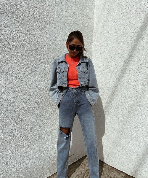 esutoreja(エストレジャ)の「パワショルショートデニムジャケット(デニムジャケット・レディース・ブルー/ライトブルー・FREE)」の9枚目の写真