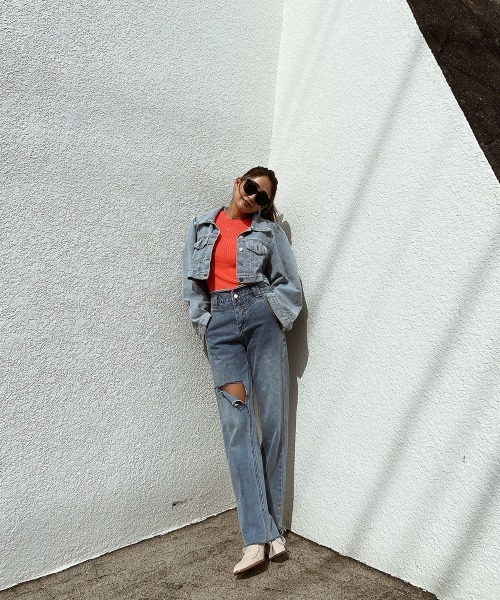 esutoreja(エストレジャ)の「パワショルショートデニムジャケット(デニムジャケット・レディース・ブルー/ライトブルー・FREE)」の10枚目の写真