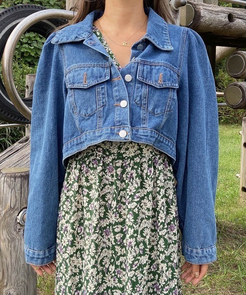 esutoreja(エストレジャ)の「パワショルショートデニムジャケット(デニムジャケット・レディース・ブルー/ライトブルー・FREE)」の13枚目の写真