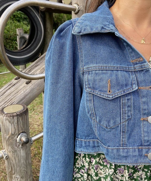 esutoreja(エストレジャ)の「パワショルショートデニムジャケット(デニムジャケット・レディース・ブルー/ライトブルー・FREE)」の15枚目の写真