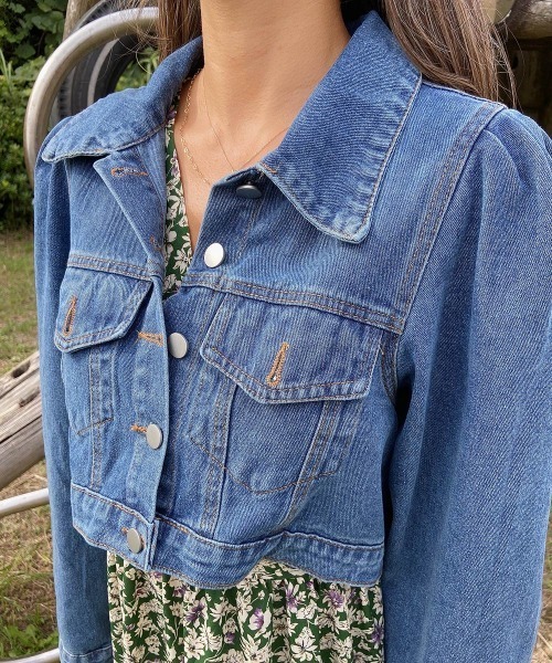 esutoreja(エストレジャ)の「パワショルショートデニムジャケット(デニムジャケット・レディース・ブルー/ライトブルー・FREE)」の16枚目の写真
