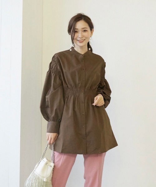 Wefst（ウェスト）の「【Wefst】T/CブロードシャーリングBL（シャツ/ブラウス・レディース・ブラック/ブラウン/ホワイト・FREE）」の3枚目の写真