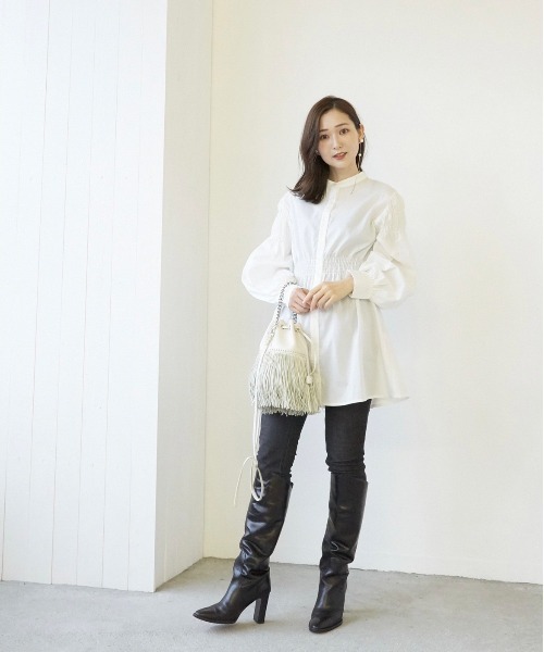 Wefst（ウェスト）の「【Wefst】T/CブロードシャーリングBL（シャツ/ブラウス・レディース・ブラック/ブラウン/ホワイト・FREE）」の6枚目の写真