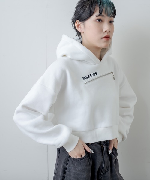 RASVOA(ラスボア)の「フロントジップショートパーカー(パーカー・レディース・ブラック/オフホワイト・FREE)」の21枚目の写真