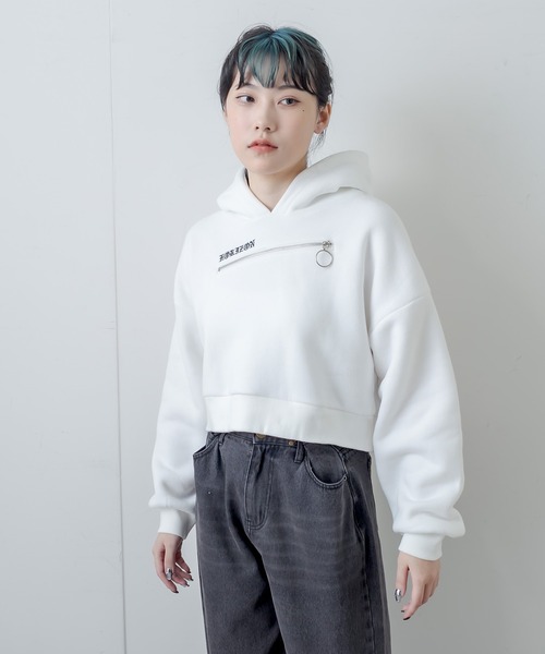 RASVOA(ラスボア)の「フロントジップショートパーカー(パーカー・レディース・ブラック/オフホワイト・FREE)」の20枚目の写真