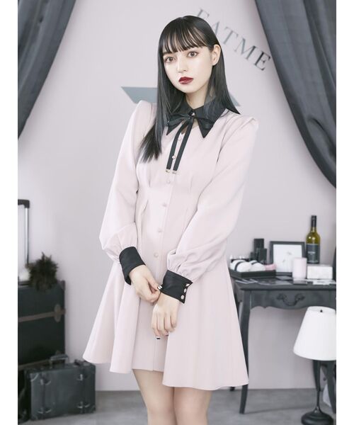 EATME（イートミー）の「シャツカラーデコルテワンピース（ワンピース・レディース・ブラック/ピンク/その他1・SMALL/MEDIUM）」の6枚目の写真