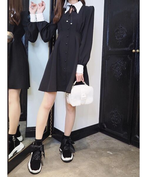 EATME（イートミー）の「シャツカラーデコルテワンピース（ワンピース・レディース・ブラック/ピンク/その他1・SMALL/MEDIUM）」の12枚目の写真