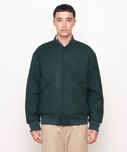 UNITED ARROWS & SONS(ユナイテッドアローズアンドサンズ)の「<UNITED ARROWS & SONS> FLN VARSITY JACKET/スタッフジャンパー(スタジャン・メンズ・ベージュ/ケリー・S/M/L)」の3枚目の写真