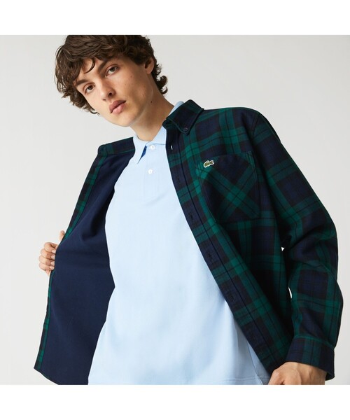 LACOSTE(ラコステ)の「コットンフランネルチェックオーバーシャツ(シャツ/ブラウス・メンズ・ダークグリーン/レッド・40/38/39/41)」の2枚目の写真