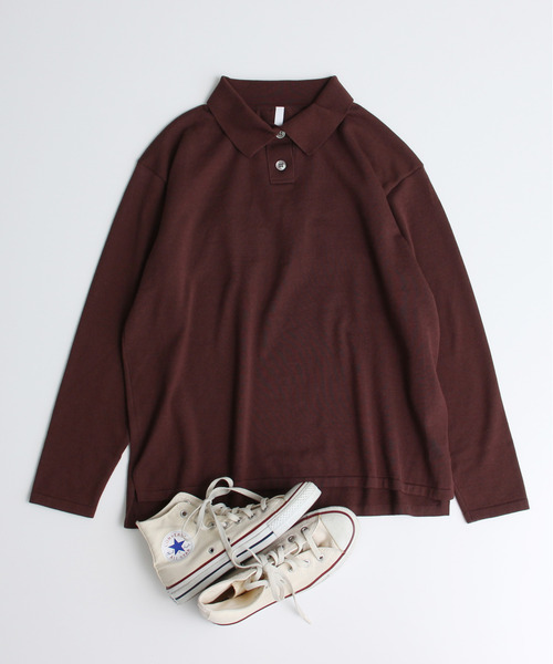 Dot＆Stripes CHILD WOMAN（ドットアンドストライプス　チャイルドウーマン）の「ルナファニットポロシャツ（ポロシャツ・レディース・ピンク/グリーン/マスタード/ブラウン/キナリ・1/2）」の3枚目の写真