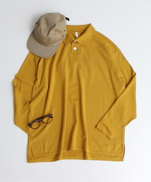 Dot＆Stripes CHILD WOMAN（ドットアンドストライプス　チャイルドウーマン）の「ルナファニットポロシャツ（ポロシャツ・レディース・ピンク/グリーン/マスタード/ブラウン/キナリ・1/2）」の4枚目の写真