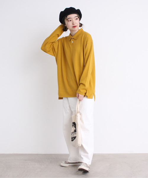 Dot＆Stripes CHILD WOMAN（ドットアンドストライプス　チャイルドウーマン）の「ルナファニットポロシャツ（ポロシャツ・レディース・ピンク/グリーン/マスタード/ブラウン/キナリ・1/2）」の22枚目の写真