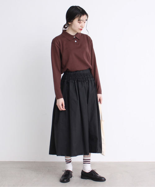 Dot＆Stripes CHILD WOMAN（ドットアンドストライプス　チャイルドウーマン）の「ルナファニットポロシャツ（ポロシャツ・レディース・ピンク/グリーン/マスタード/ブラウン/キナリ・1/2）」の14枚目の写真