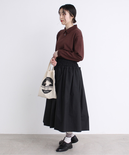 Dot＆Stripes CHILD WOMAN（ドットアンドストライプス　チャイルドウーマン）の「ルナファニットポロシャツ（ポロシャツ・レディース・ピンク/グリーン/マスタード/ブラウン/キナリ・1/2）」の12枚目の写真