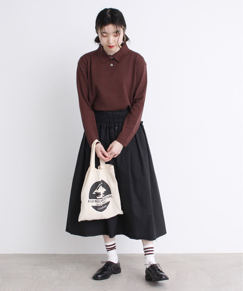 Dot＆Stripes CHILD WOMAN（ドットアンドストライプス　チャイルドウーマン）の「ルナファニットポロシャツ（ポロシャツ・レディース・ピンク/グリーン/マスタード/ブラウン/キナリ・1/2）」の13枚目の写真