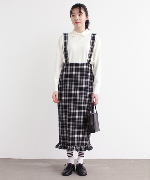 Dot＆Stripes CHILD WOMAN（ドットアンドストライプス　チャイルドウーマン）の「ルナファニットポロシャツ（ポロシャツ・レディース・ピンク/グリーン/マスタード/ブラウン/キナリ・1/2）」の6枚目の写真