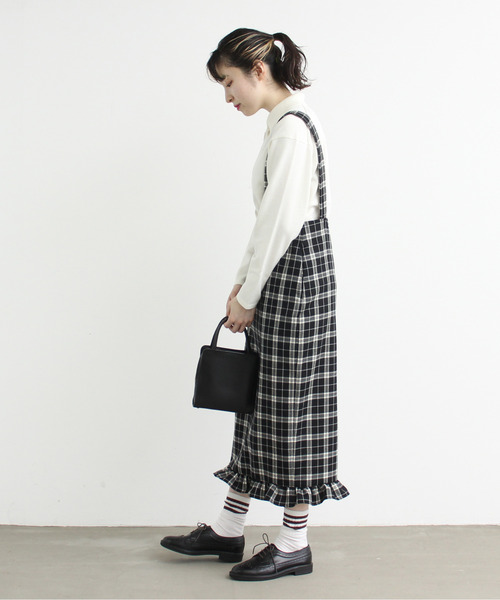 Dot＆Stripes CHILD WOMAN（ドットアンドストライプス　チャイルドウーマン）の「ルナファニットポロシャツ（ポロシャツ・レディース・ピンク/グリーン/マスタード/ブラウン/キナリ・1/2）」の7枚目の写真
