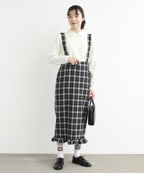 Dot＆Stripes CHILD WOMAN（ドットアンドストライプス　チャイルドウーマン）の「ルナファニットポロシャツ（ポロシャツ・レディース・ピンク/グリーン/マスタード/ブラウン/キナリ・1/2）」の9枚目の写真