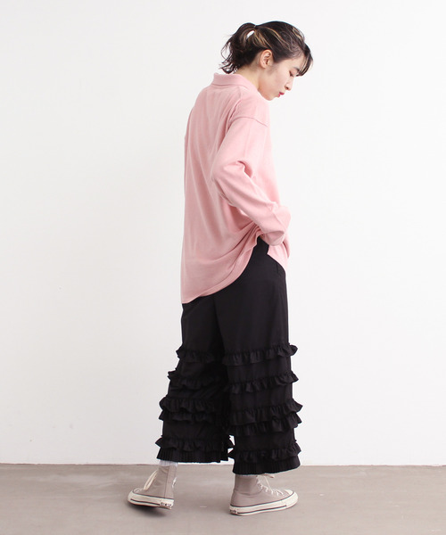 Dot＆Stripes CHILD WOMAN（ドットアンドストライプス　チャイルドウーマン）の「ルナファニットポロシャツ（ポロシャツ・レディース・ピンク/グリーン/マスタード/ブラウン/キナリ・1/2）」の15枚目の写真