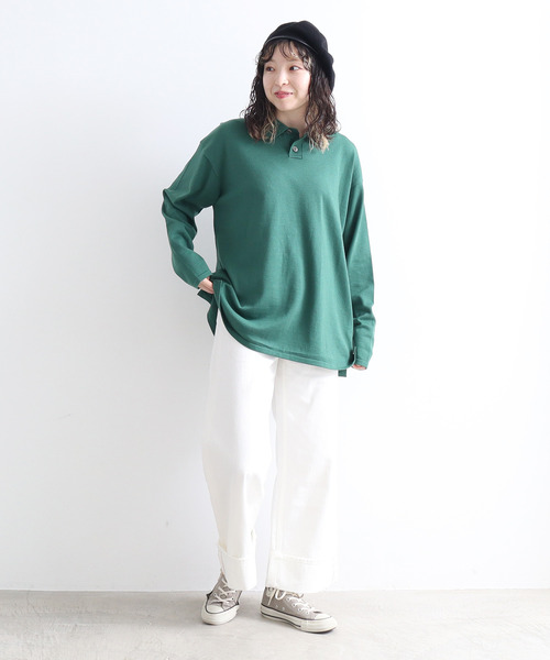 Dot＆Stripes CHILD WOMAN（ドットアンドストライプス　チャイルドウーマン）の「ルナファニットポロシャツ（ポロシャツ・レディース・ピンク/グリーン/マスタード/ブラウン/キナリ・1/2）」の17枚目の写真