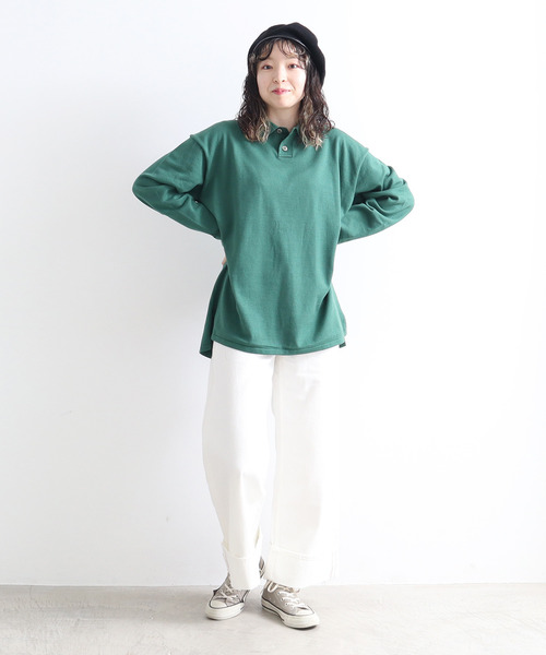 Dot＆Stripes CHILD WOMAN（ドットアンドストライプス　チャイルドウーマン）の「ルナファニットポロシャツ（ポロシャツ・レディース・ピンク/グリーン/マスタード/ブラウン/キナリ・1/2）」の20枚目の写真