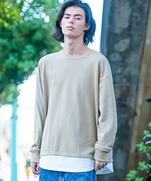 『vicci/ヴィッチ』フェイクレイヤードクルーネック長袖裏毛トレーナー