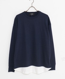 『vicci/ヴィッチ』フェイクレイヤードクルーネック長袖裏毛トレーナー