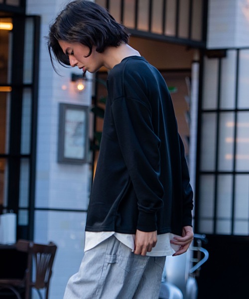 SILVER BULLET(シルバーバレット)の「『vicci/ヴィッチ』フェイクレイヤードクルーネック長袖裏毛トレーナー(スウェット・メンズ・ブラック/ベージュ/ネイビー/カーキ/ミント/モカ/オートミール/杢グレー/ブルー系その他/チャコール・M/L/XL)」の13枚目の写真