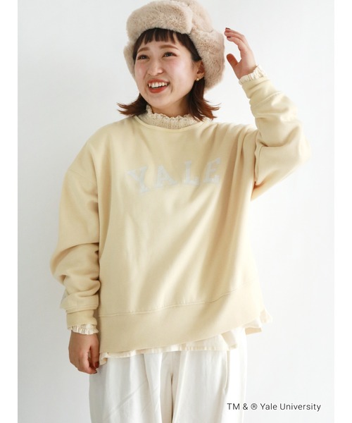 Samansa Mos2(サマンサ モスモス)の「【YALE UNIV.】裏起毛ラフカットスウェットトレーナー(Tシャツ/カットソー・レディース・イエロー/キナリ/ブルー・フリ-)」の7枚目の写真