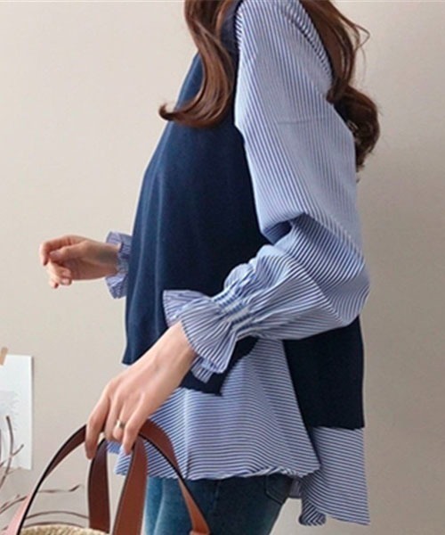 Chaco closet(チャコ クローゼット)の「ニットベストレイヤードブラウスセット(シャツ/ブラウス・レディース・ブラック/ネイビー/グレー・FREE)」の10枚目の写真