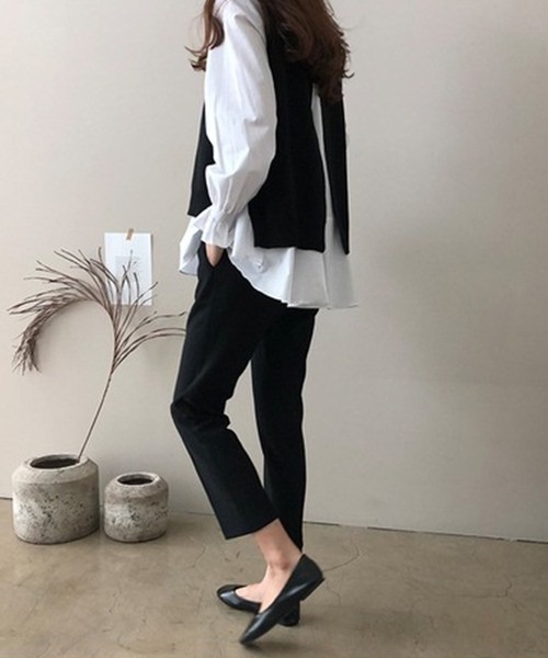 Chaco closet(チャコ クローゼット)の「ニットベストレイヤードブラウスセット(シャツ/ブラウス・レディース・ブラック/ネイビー/グレー・FREE)」の15枚目の写真